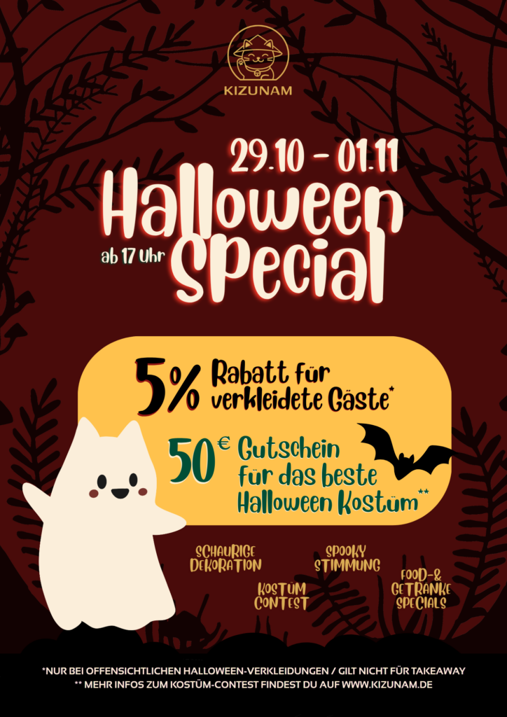 KIZUNAM Halloween Special 2026 in Bayreuth mit 5 Prozent Rabatt für verkleidete Gäste und 50 Euro Kostüm-Gutschein
