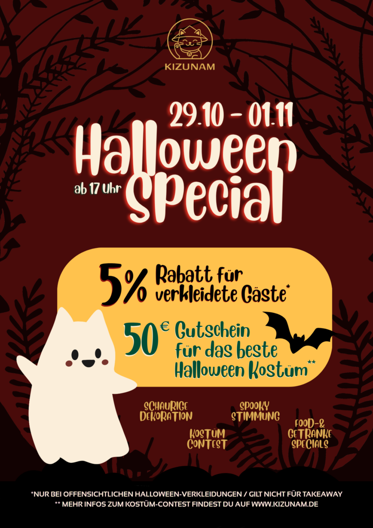 KIZUNAM Halloween Special 2026 in Bayreuth mit 5 Prozent Rabatt für verkleidete Gäste und 50 Euro Kostüm-Gutschein